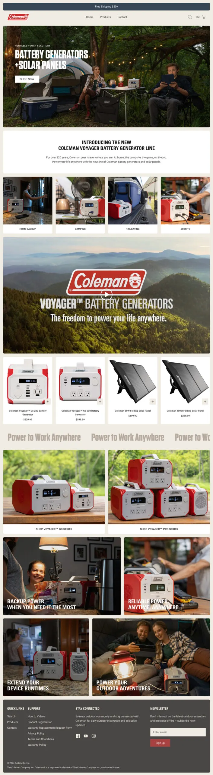 Coleman website, page 1