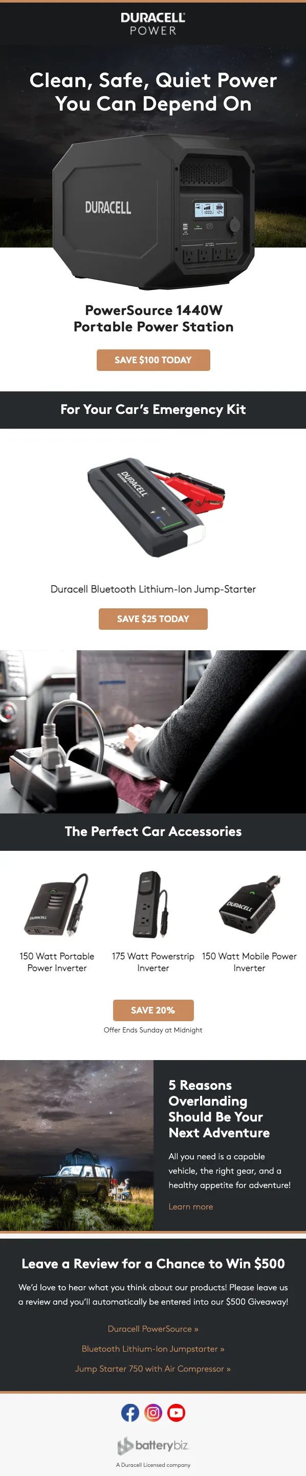 Duracell Power Center email design 1