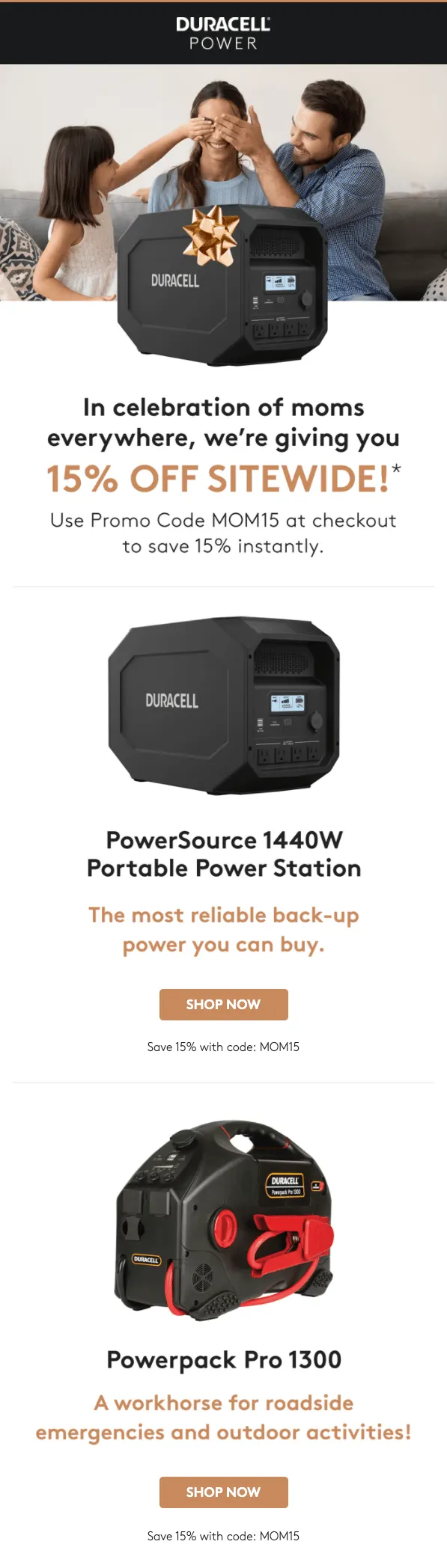 Duracell Power Center email design 3