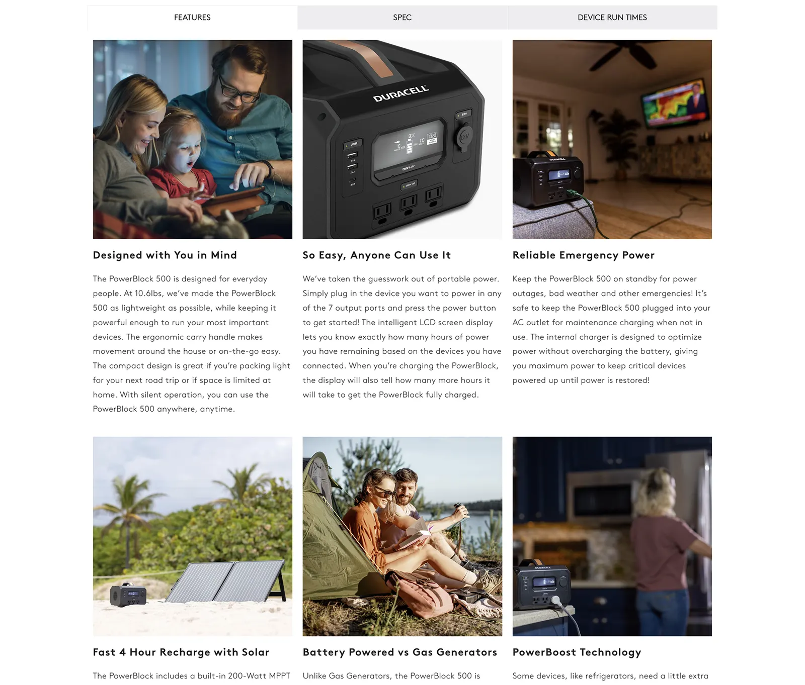 Duracell Power Center website, screen 7