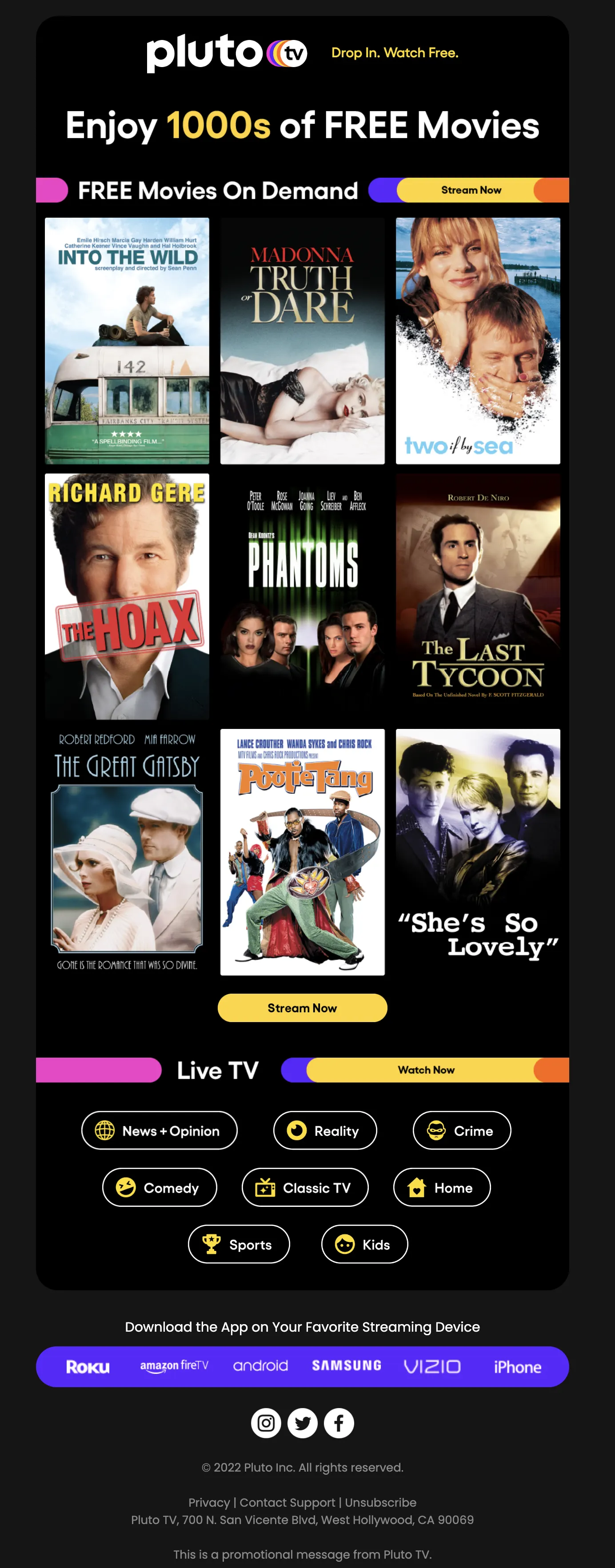 Pluto TV email design 1