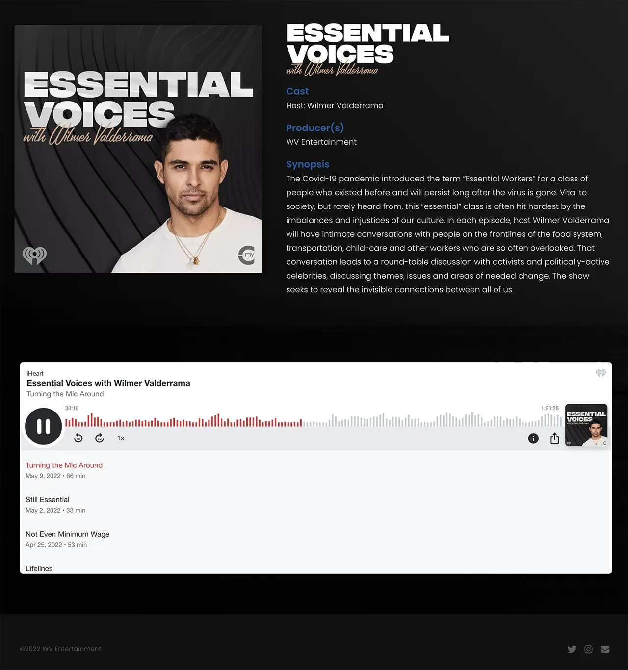 WV Entertainment website, screen 6