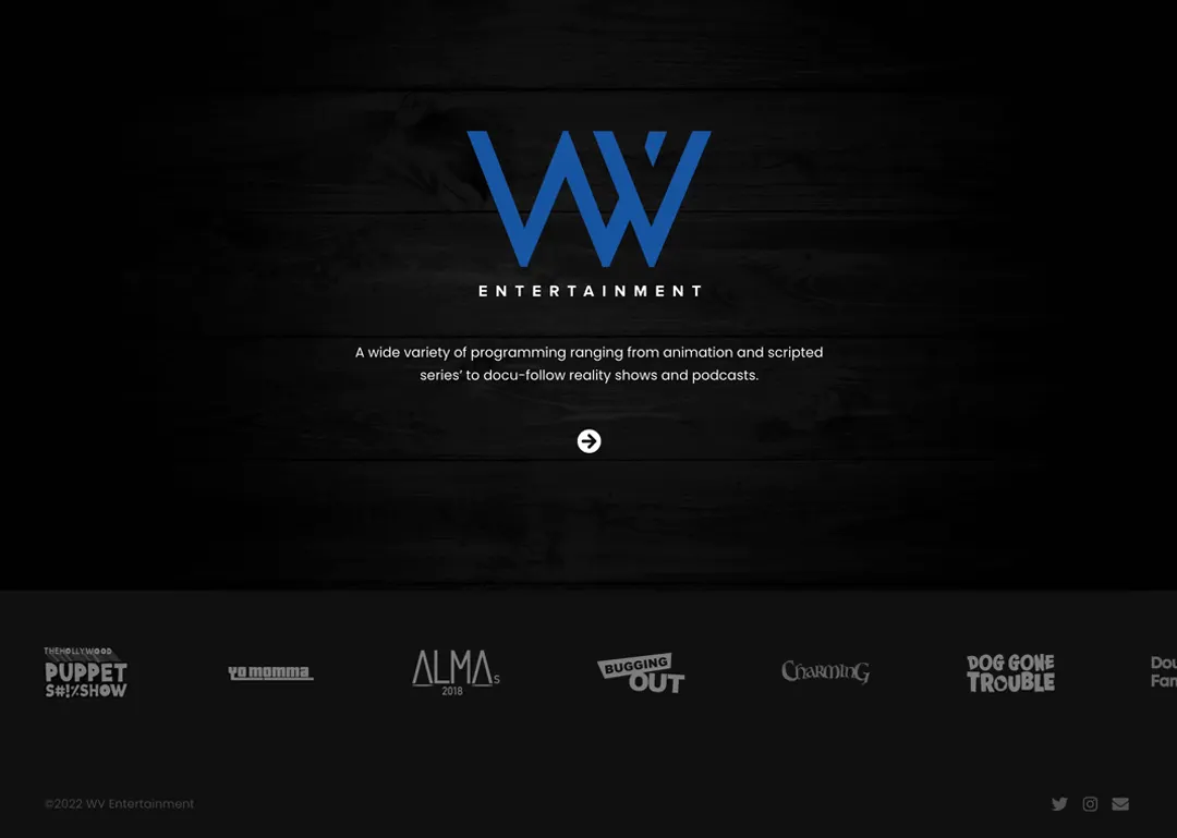 WV Entertainment website, page 1
