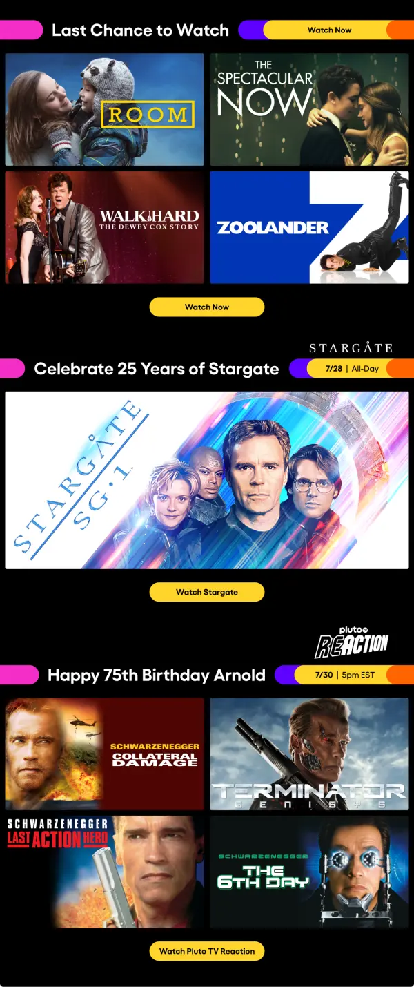 Pluto TV on-demand email