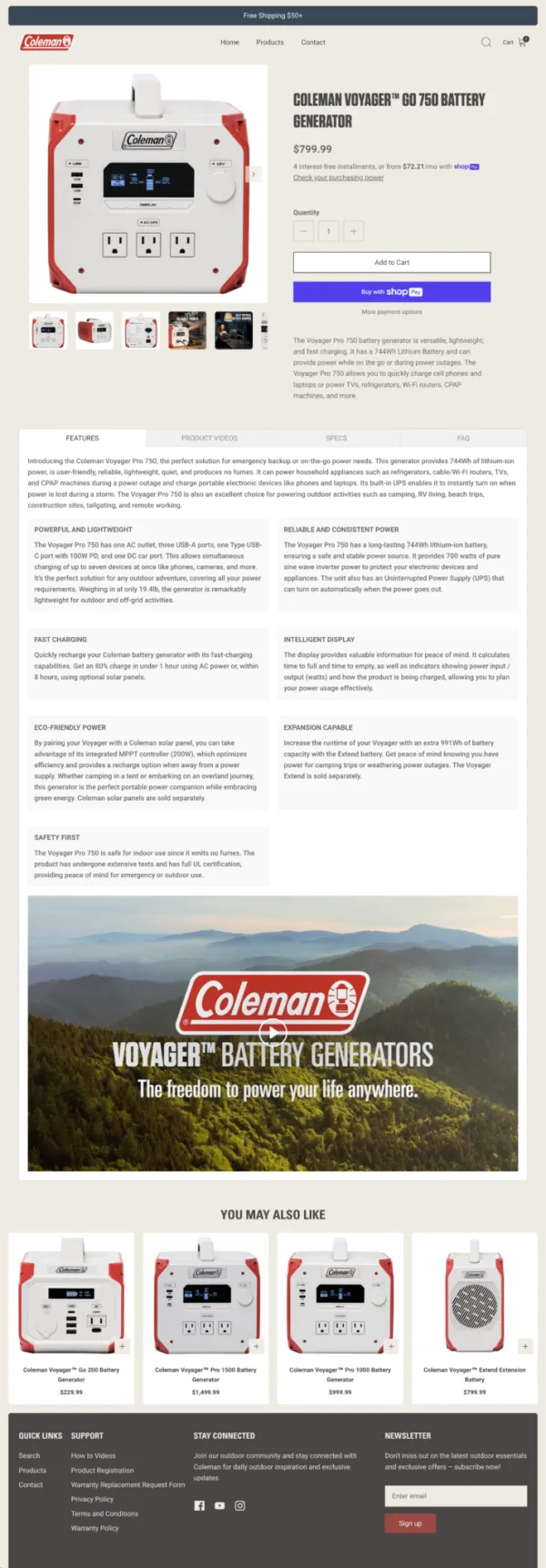Coleman product detail page